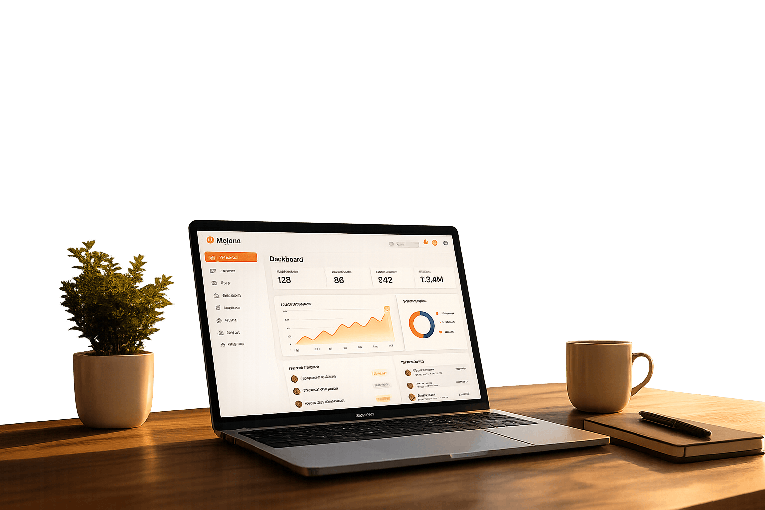 Modern workspace with Mejona-powered CRM dashboard